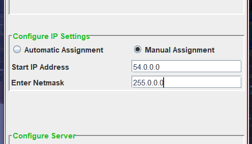 Filling Manual IP Configuration Settings